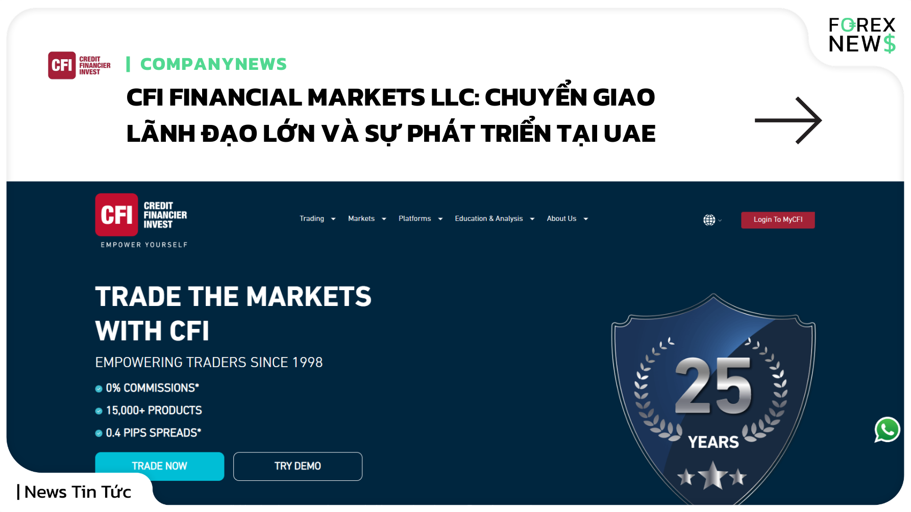 CFI Financial Markets LLC: Chuyển giao lãnh đạo lớn và sự phát triển tại UAE